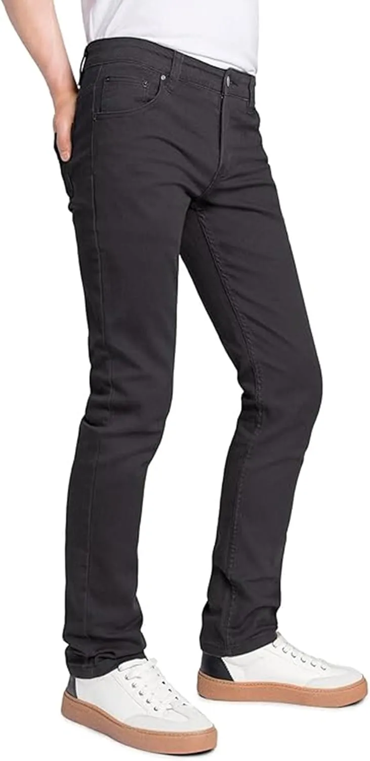 TEGIAS Men's Slim-Fit Stretch Plaid Jean Classic Comfort Regular Fit