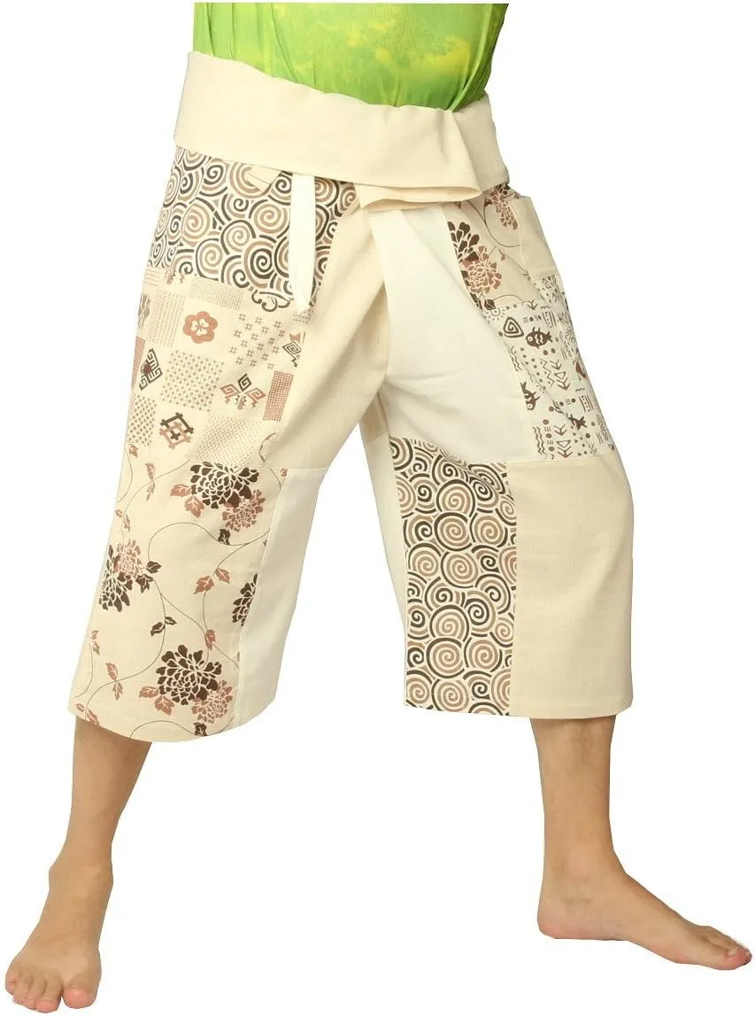 Thai Fisherman Wrap Pants Short Patchwork Shorts