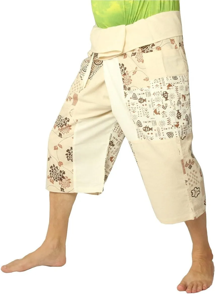 Thai Fisherman Wrap Pants Short Patchwork Shorts