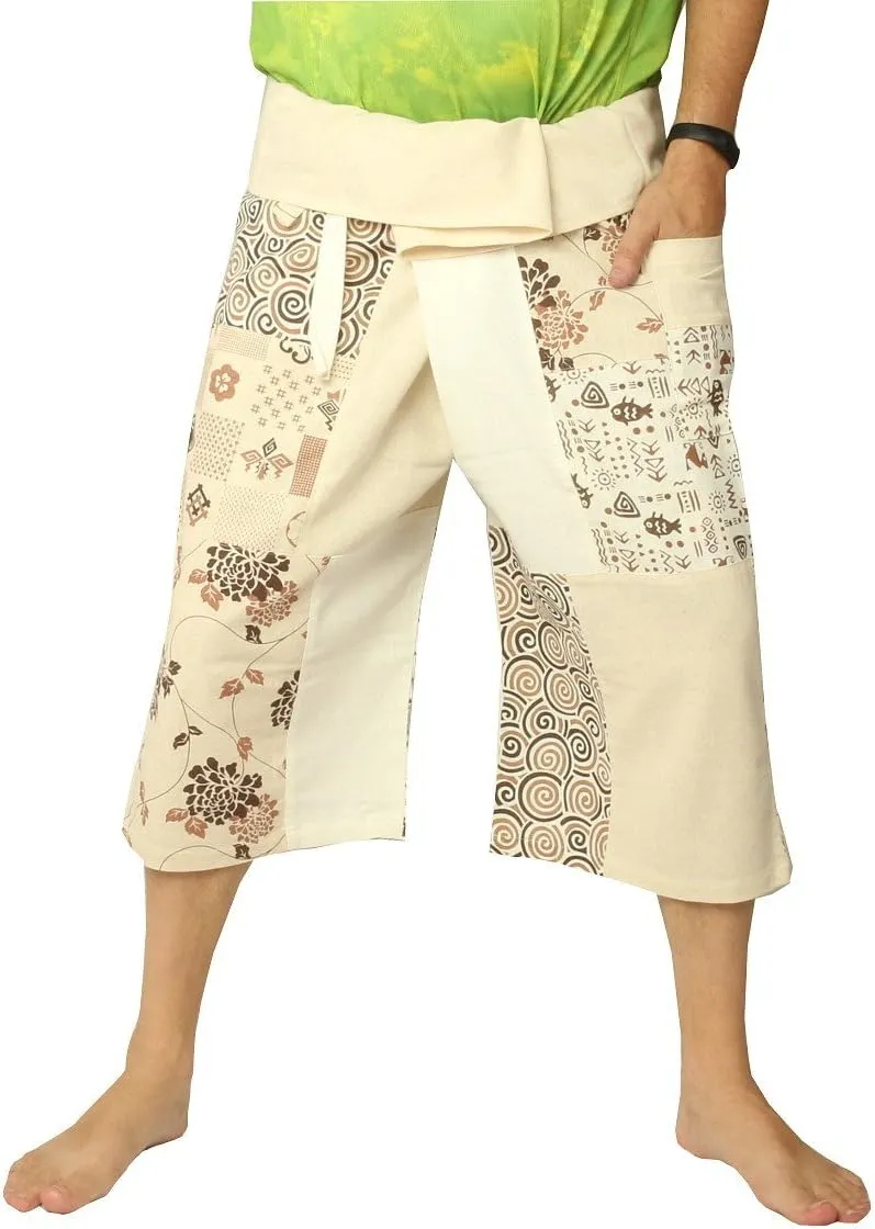 Thai Fisherman Wrap Pants Short Patchwork Shorts