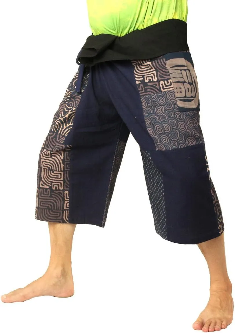 Thai Fisherman Wrap Pants Short Patchwork Shorts