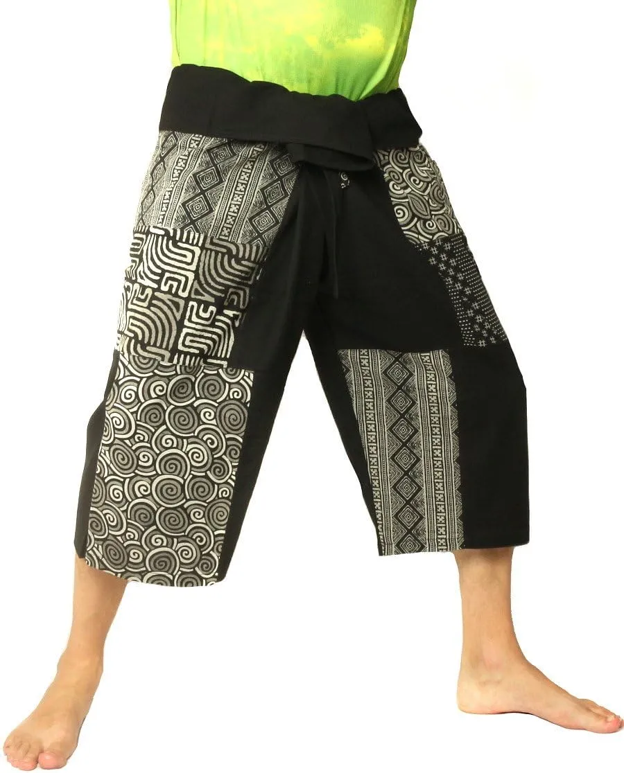 Thai Fisherman Wrap Pants Short Patchwork Shorts