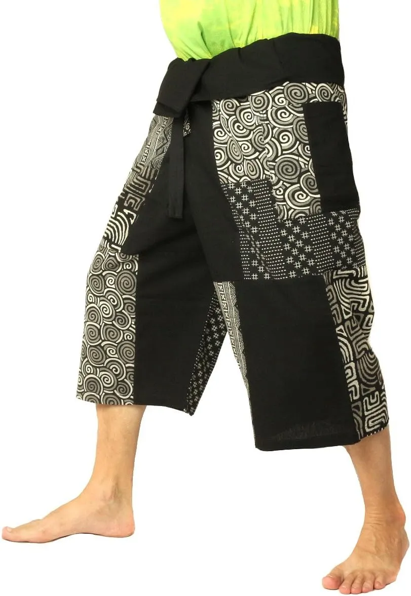 Thai Fisherman Wrap Pants Short Patchwork Shorts