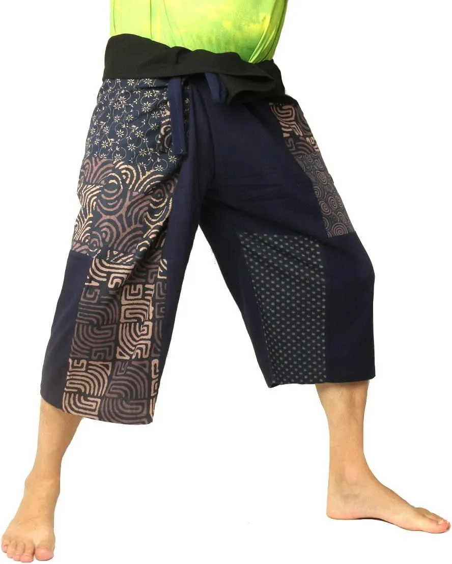 Thai Fisherman Wrap Pants Short Patchwork Shorts