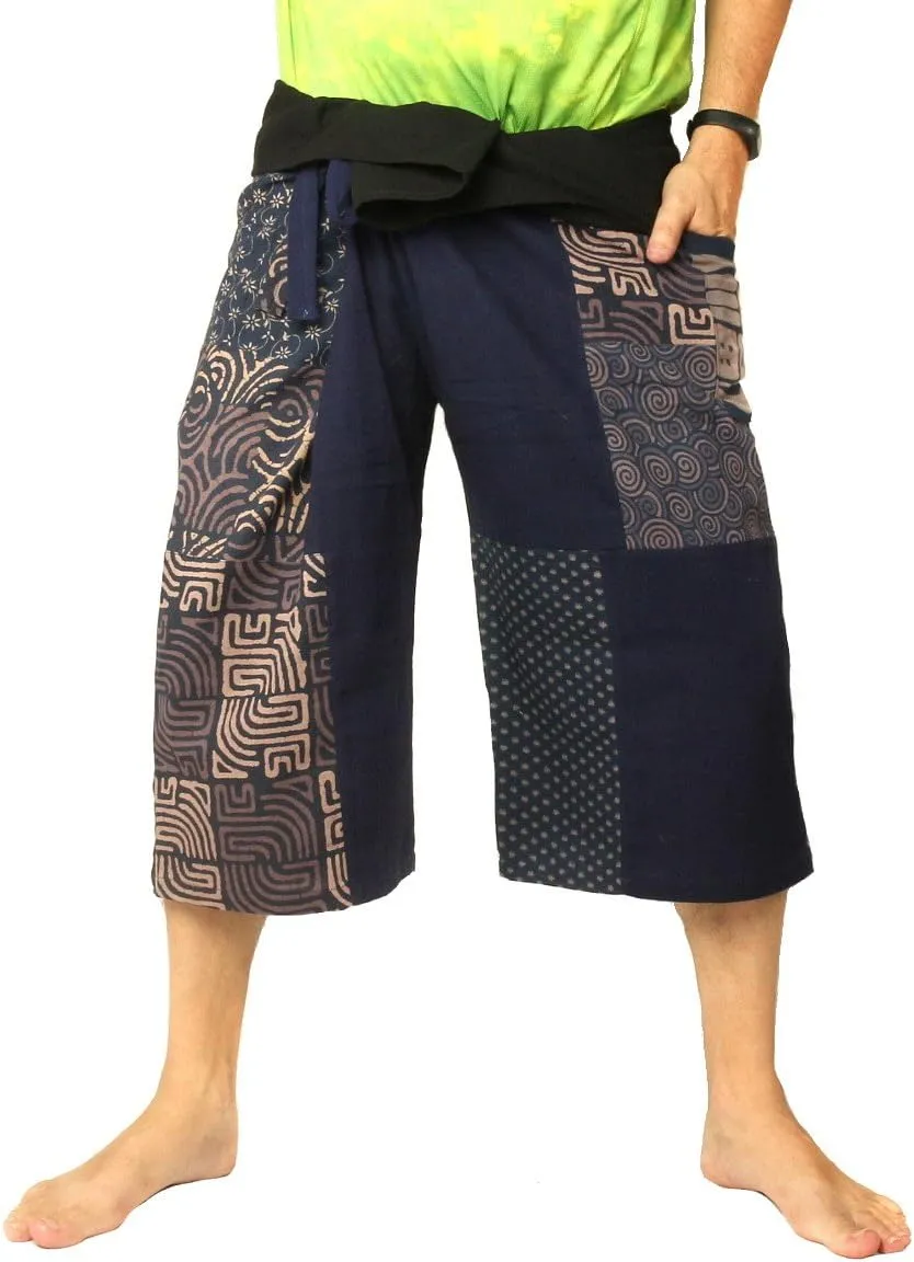 Thai Fisherman Wrap Pants Short Patchwork Shorts