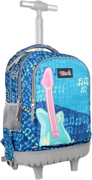 Tilami Rolling Backpack for Kids 18 Inch Wheeled Bookbag for Boys & Girls for School & Travel,Gitar