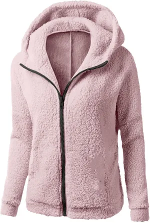 TIMIFIS Oversized Sherpa Jacket Women Winter Fleece Hoodies Fashion Zipper Fuzzy Coats Soft Warm Outerwear with Pockets