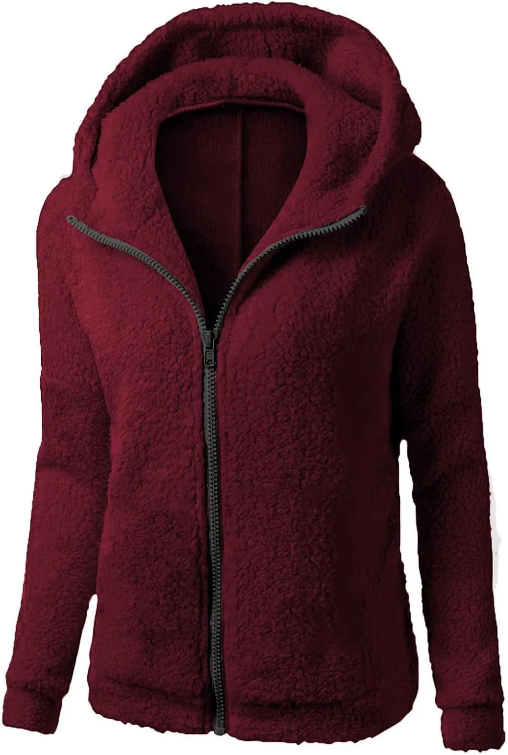 TIMIFIS Oversized Sherpa Jacket Women Winter Fleece Hoodies Fashion Zipper Fuzzy Coats Soft Warm Outerwear with Pockets