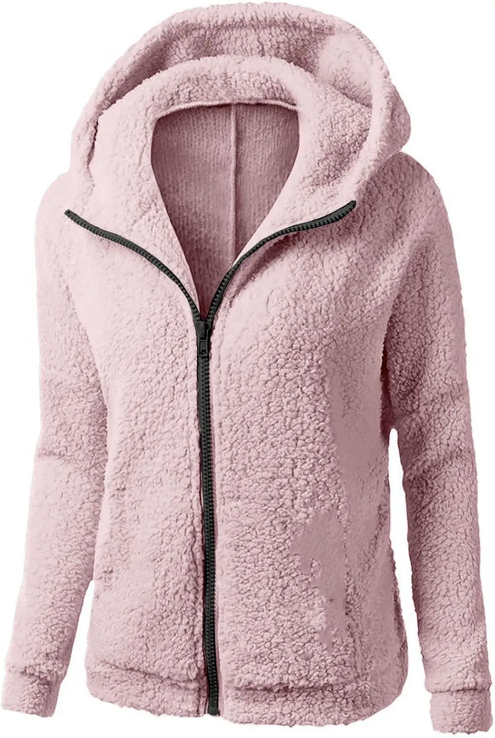 TIMIFIS Oversized Sherpa Jacket Women Winter Fleece Hoodies Fashion Zipper Fuzzy Coats Soft Warm Outerwear with Pockets