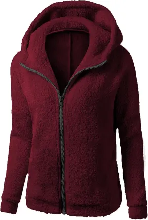 TIMIFIS Oversized Sherpa Jacket Women Winter Fleece Hoodies Fashion Zipper Fuzzy Coats Soft Warm Outerwear with Pockets