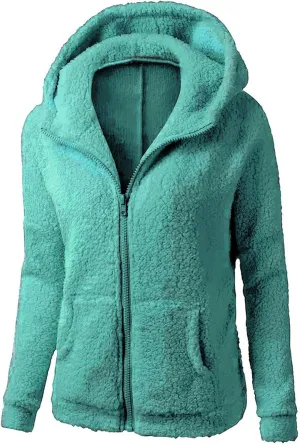 TIMIFIS Oversized Sherpa Jacket Women Winter Fleece Hoodies Fashion Zipper Fuzzy Coats Soft Warm Outerwear with Pockets