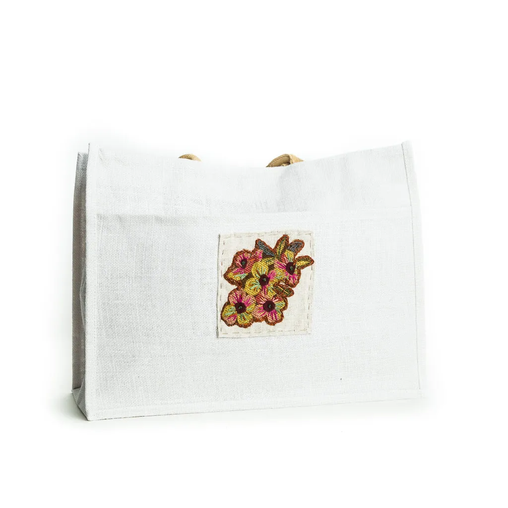 Tori Jute Bag- White