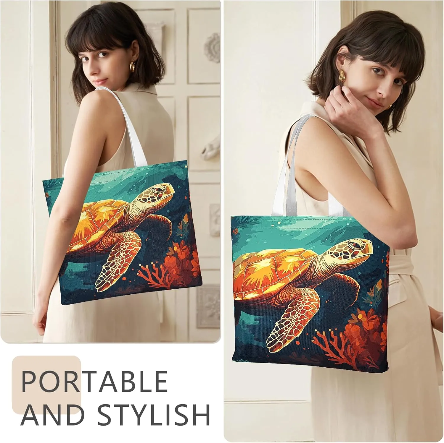 Tote Bag, Canvas Tote Bag for Women, Large Lightweight Reusable Canvas Handbags, Cotton Folding Shoulder Cloth Handbag