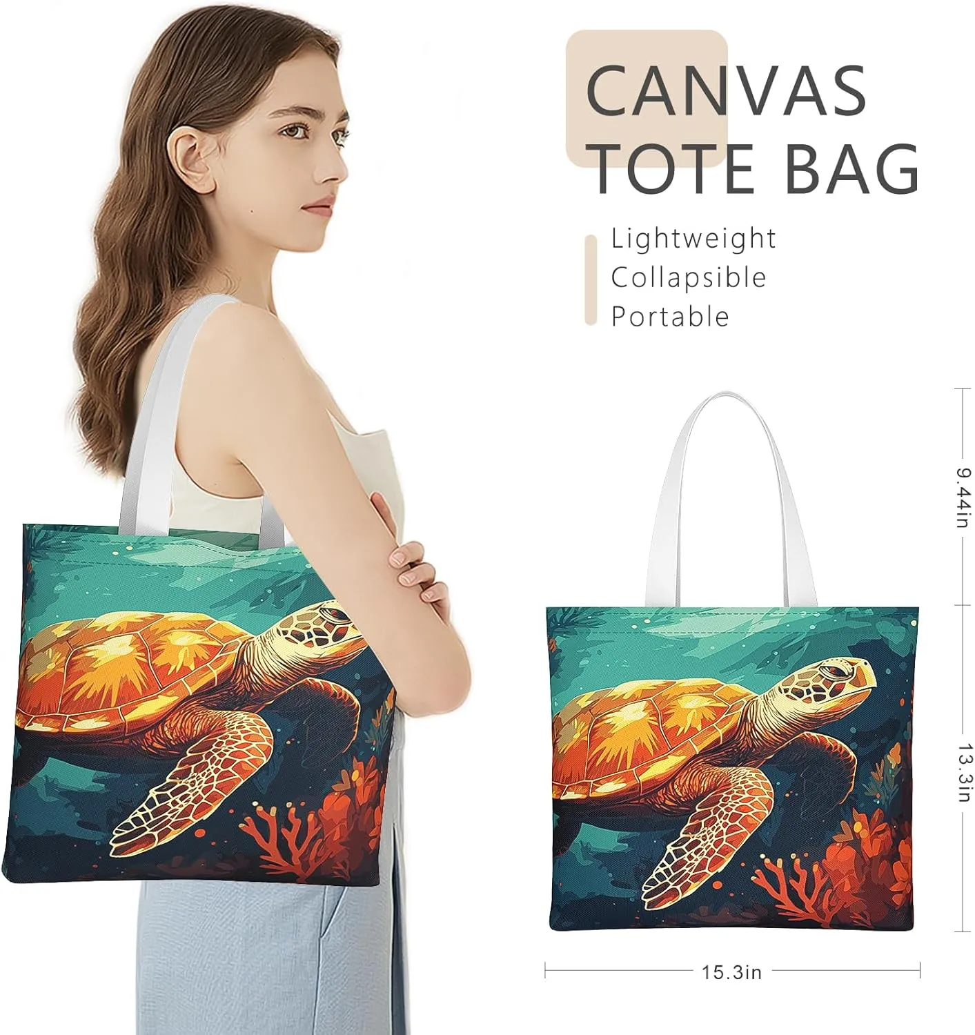 Tote Bag, Canvas Tote Bag for Women, Large Lightweight Reusable Canvas Handbags, Cotton Folding Shoulder Cloth Handbag