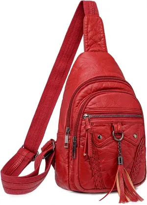 Tote Bag For Women Retro Chest Bag Sling Bag Small Crossbody Pu Leather Satchel Day pack Fashion Shoulder Outdoor Bags P