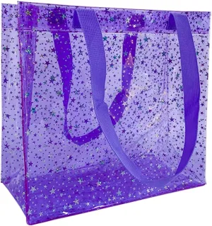 TotePrint 2PCS Clear Star Hand Bags - Versatile Waterproof, Embossed Star Work Shoulder Totes for Women