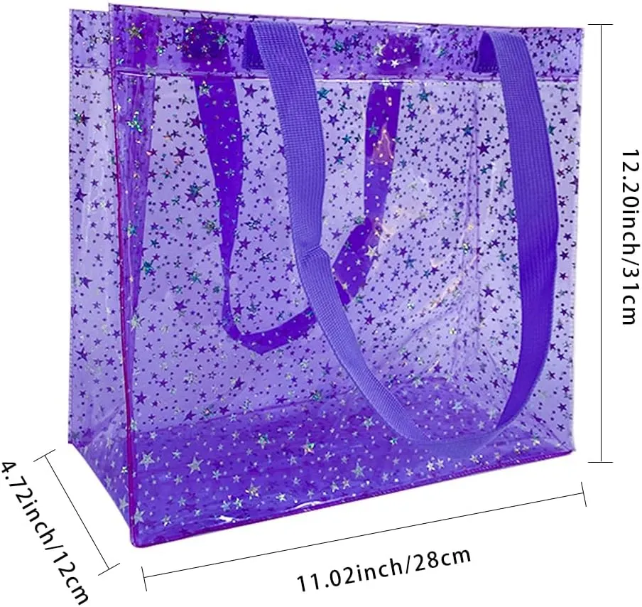 TotePrint 2PCS Clear Star Hand Bags - Versatile Waterproof, Embossed Star Work Shoulder Totes for Women