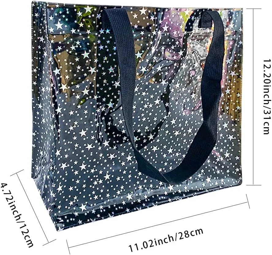TotePrint 2PCS Clear Star Hand Bags - Versatile Waterproof, Embossed Star Work Shoulder Totes for Women