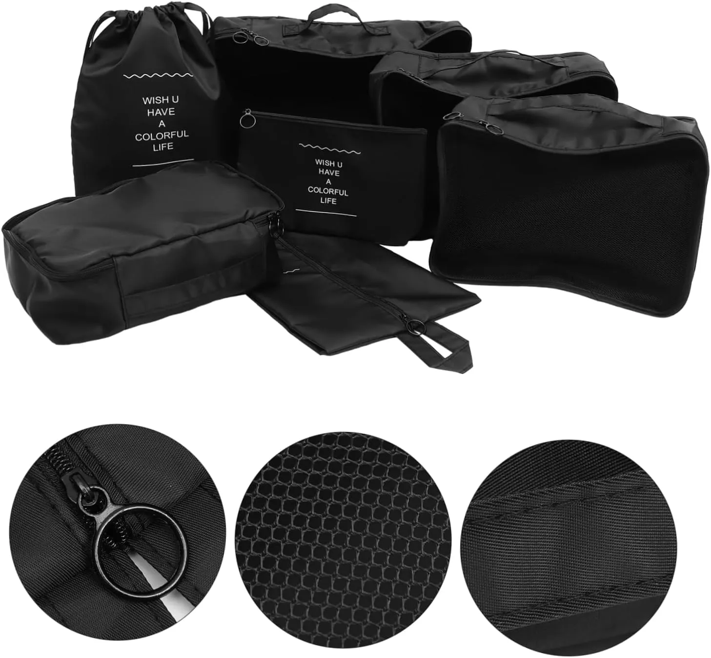 Travel Essentials 7pcs Packing Cubes Set Suitcase Organizer Bags Pouches for Luggage and Camping