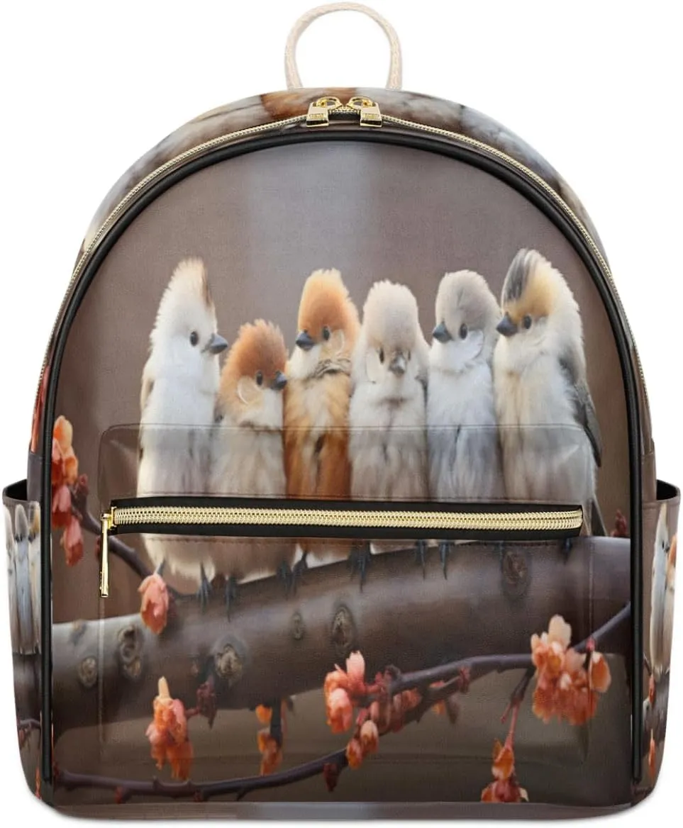 TropicalLife Animal Birds Backpack Purse for Women PU Leather Lightweight Ladies Shoulder Fashion Satchel Bags Travel Casual Daypack