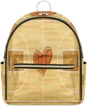 TropicalLife Basketball Backpack Purse for Women PU Leather Lightweight Ladies Shoulder Fashion Satchel Bags Travel Casual Daypack Ball Sports Games Themed