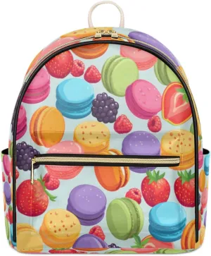 TropicalLife Colorful Macaroon Fruit Backpack Purse for Women PU Leather Lightweight Ladies Shoulder Fashion Satchel Bags Travel Casual Daypack