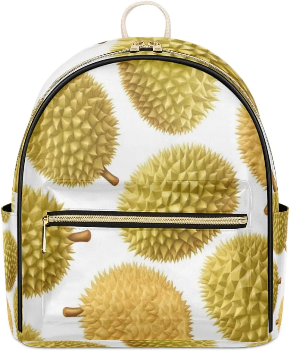 TropicalLife Durian Summer Fruit Backpack Purse for Women PU Leather Lightweight Ladies Shoulder Fashion Satchel Bags Travel Casual Daypack