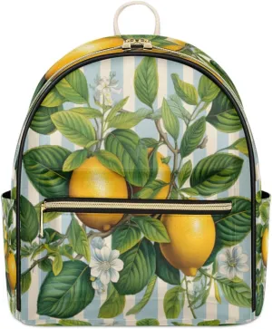 TropicalLife Fashion Lemon Backpack Purse for Women PU Leather Lightweight Ladies Shoulder Fashion Satchel Bags Travel Casual Daypack