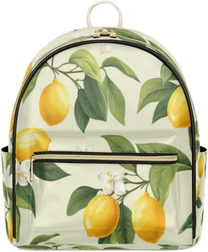 TropicalLife Fresh Lemon Fruit Backpack Purse for Women PU Leather Lightweight Ladies Shoulder Fashion Satchel Bags Travel Casual Daypack