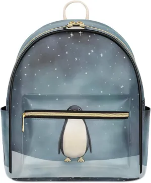 TropicalLife Galaxy Penguin Backpack Purse for Women PU Leather Lightweight Ladies Shoulder Fashion Satchel Bags Travel Casual Daypack