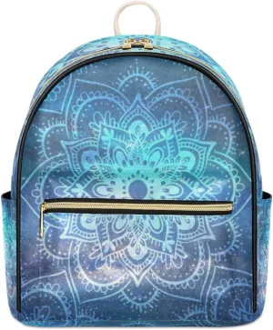 TropicalLife Mandala Bohemian Backpack Purse for Women PU Leather Lightweight Ladies Shoulder Fashion Satchel Bags Travel Casual Daypack Mandala Flower