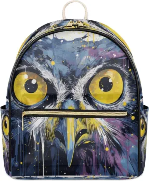 TropicalLife Owl Print Backpack Purse for Women PU Leather Lightweight Ladies Shoulder Fashion Satchel Bags Travel Casual Daypack