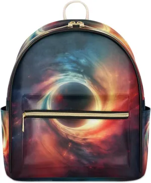 TropicalLife Space Backpack Purse for Women PU Leather Lightweight Ladies Shoulder Fashion Satchel Bags Travel Casual Daypack Galaxy Starry Sky