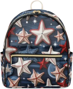 TropicalLife Starfish Pattern Backpack Purse for Women PU Leather Lightweight Ladies Shoulder Fashion Satchel Bags Travel Casual Daypack