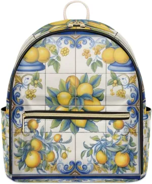 TropicalLife Vintage Yellow Lemon Backpack Purse for Women PU Leather Lightweight Ladies Shoulder Fashion Satchel Bags Travel Casual Daypack