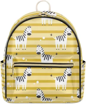 TropicalLife Zebra Backpack Purse for Women PU Leather Lightweight Ladies Shoulder Fashion Satchel Bags Travel Casual Daypack Cute Animal Zebra