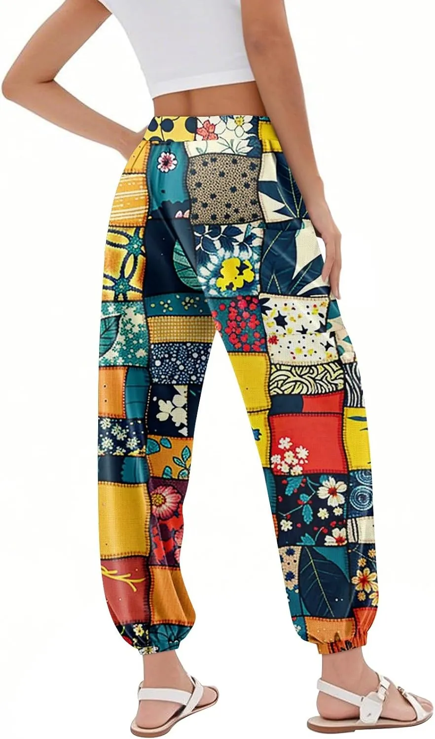 TWGONE Women's Harem Pants High Waist Yoga Boho Hippie Trousers with Pockets