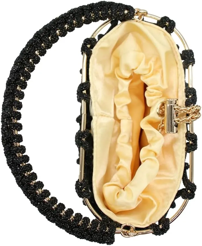 UMREN Women Rhinestone Evening Clutch Sparkly Top-Handle Bucket Bag Crystal Handbag Crossbody Bag for Cocktail Party Prom