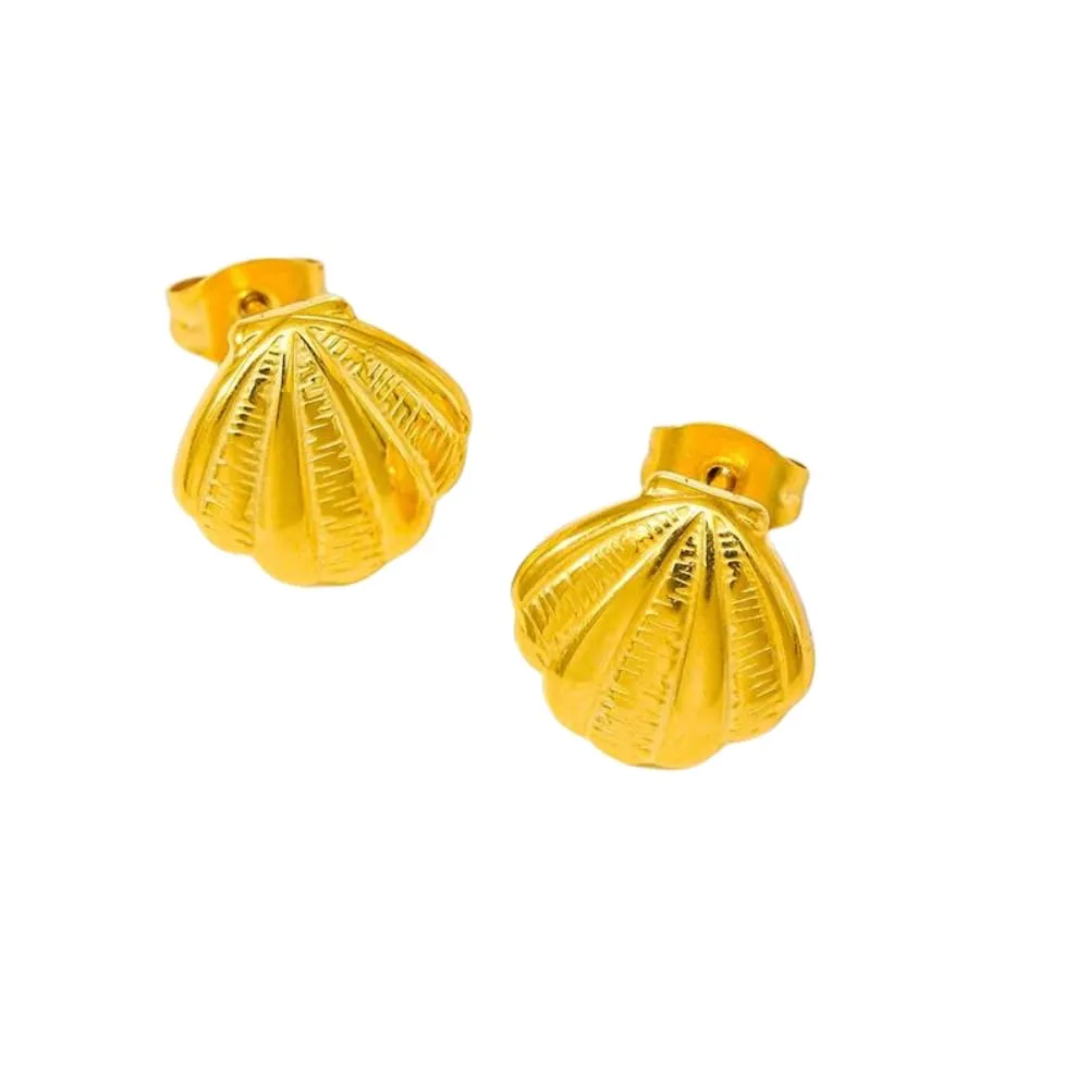 Unique Jewelry: 18K Gold Plated Shell Shape Stud Earrings for Women