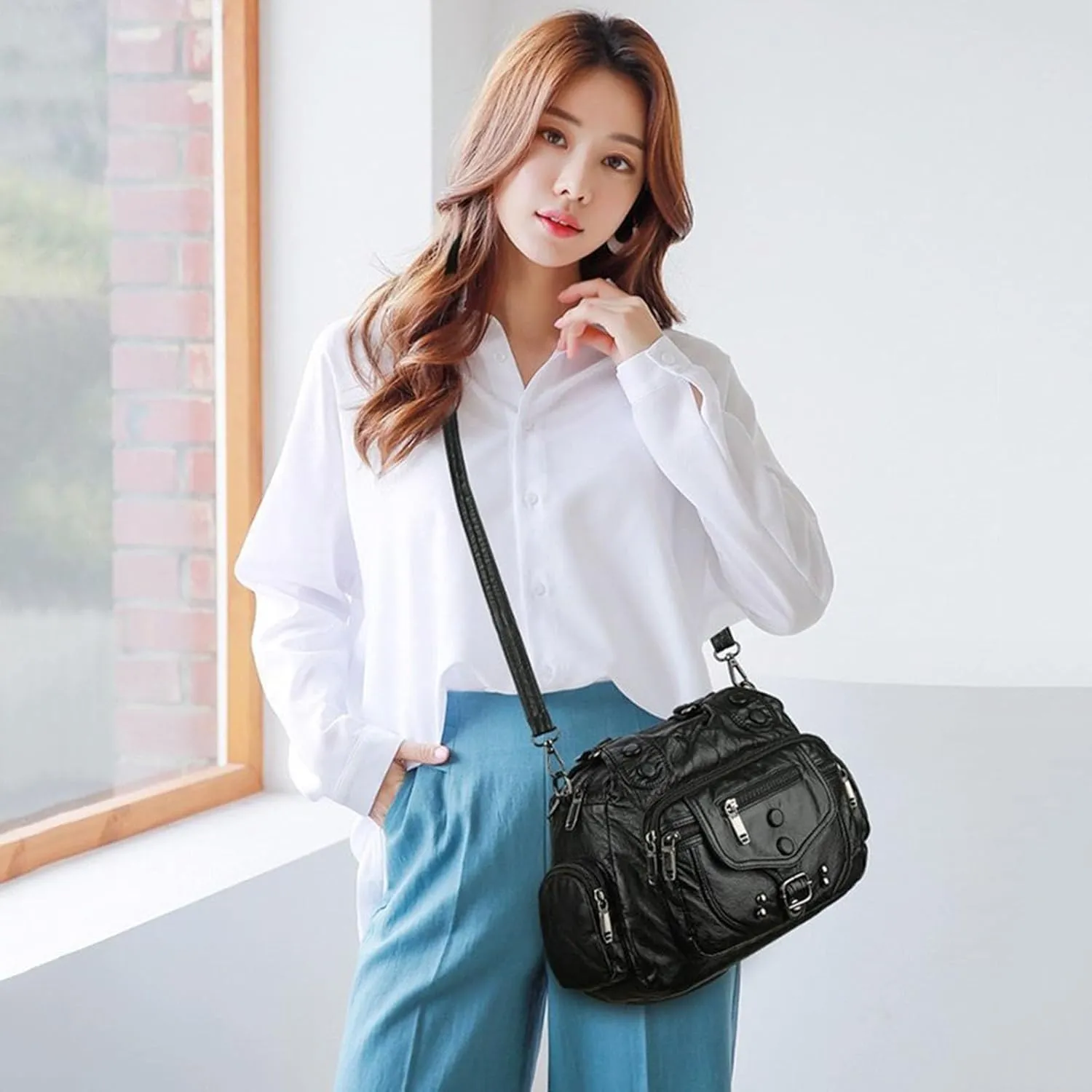 Unisex Hobo Hobo Bags for Women Purses Soft Leather Shoulder Handbags Crossbody Satchel Bag