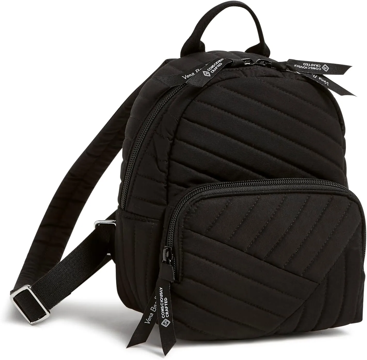 Vera Bradley Women's Cotton Mini Backpack Purse Bookbag, Black, One Size