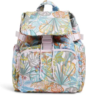Vera Bradley Women's Cotton Utility Backpack, Rain Forest Canopy - Recycled Cotton, One Size
