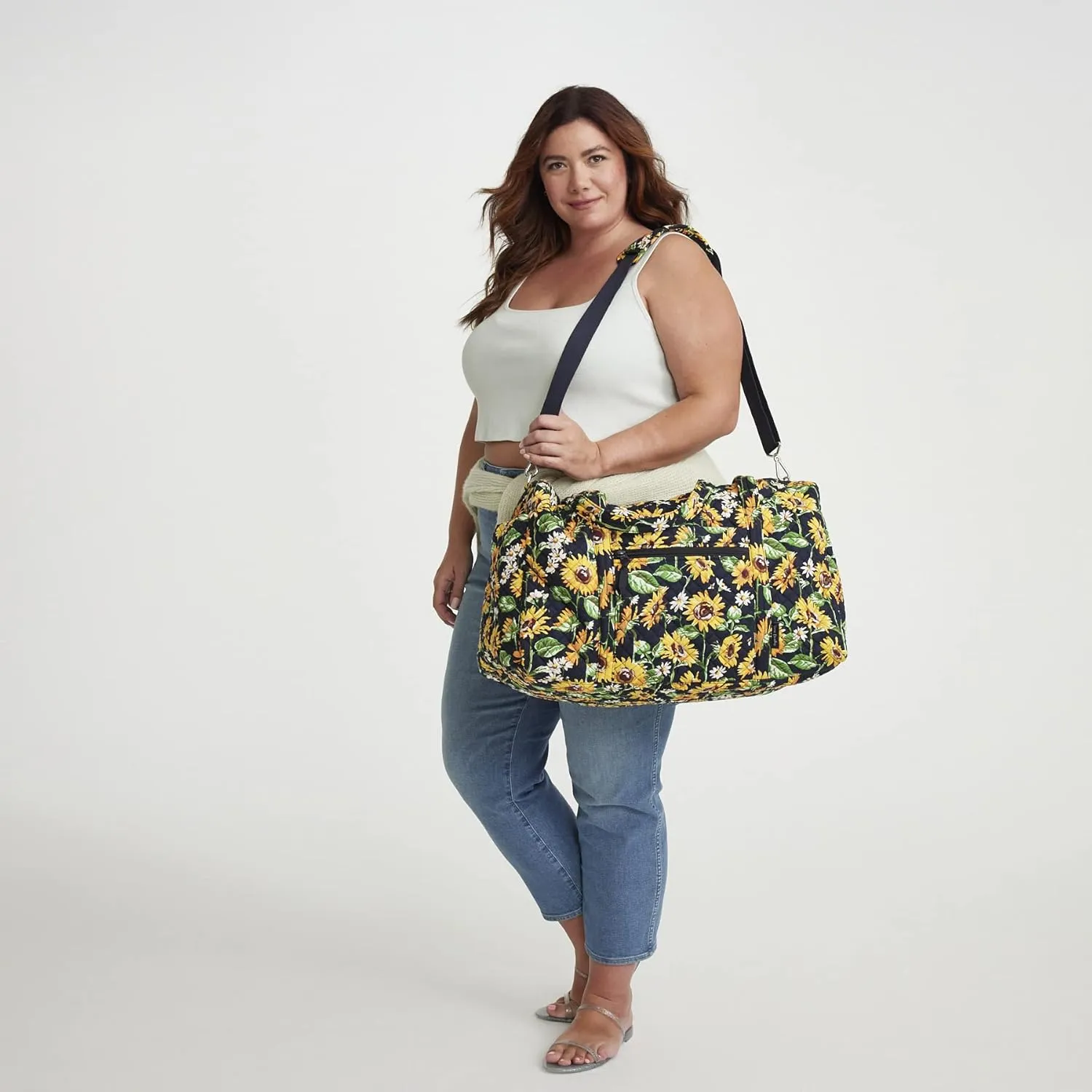 Vera Bradley Women's Performance Twill Large Travel Duffle Bag, Olive Leaf, One Size
