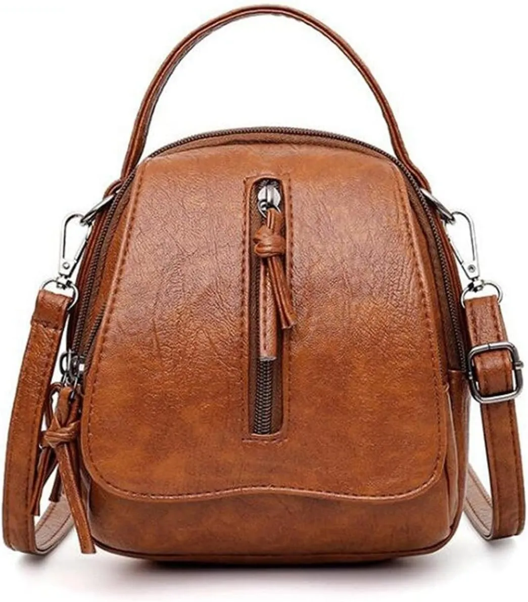 Vintage Soft Leather Shoulder Bags For Women Large Capacity Female Handbag Crossbody Bags For Women(Black)