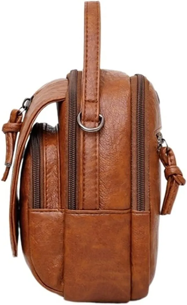 Vintage Soft Leather Shoulder Bags For Women Large Capacity Female Handbag Crossbody Bags For Women(Black)