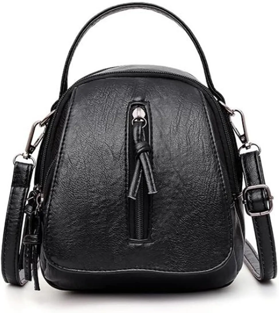 Vintage Soft Leather Shoulder Bags For Women Large Capacity Female Handbag Crossbody Bags For Women(Black)