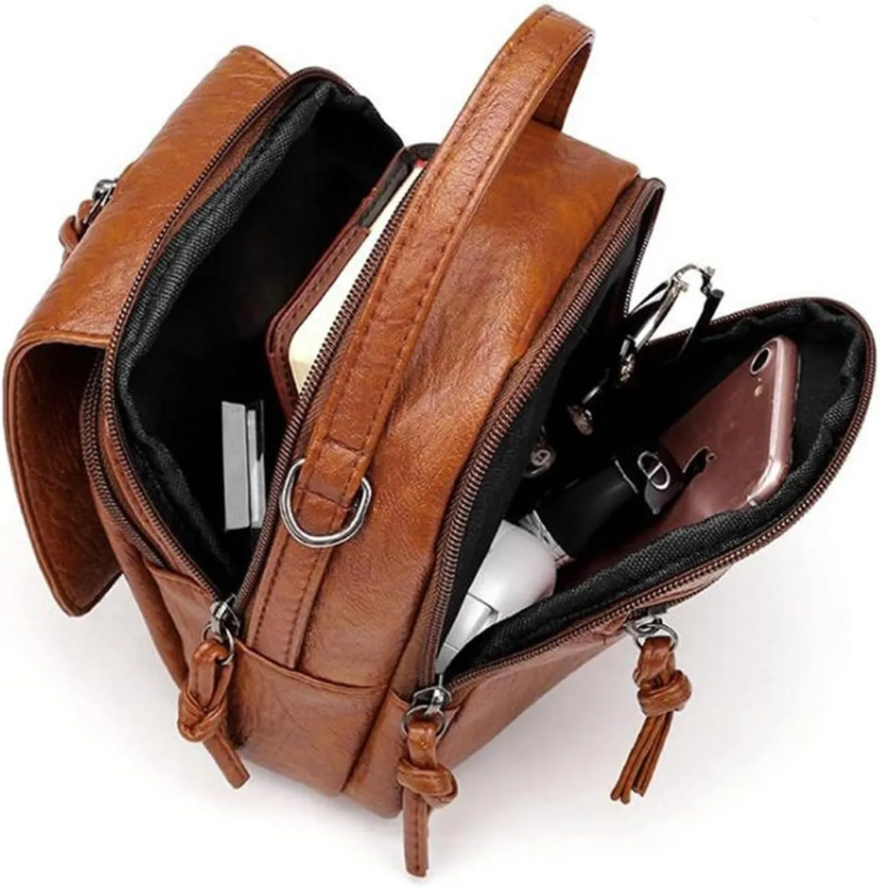 Vintage Soft Leather Shoulder Bags For Women Large Capacity Female Handbag Crossbody Bags For Women(Black)