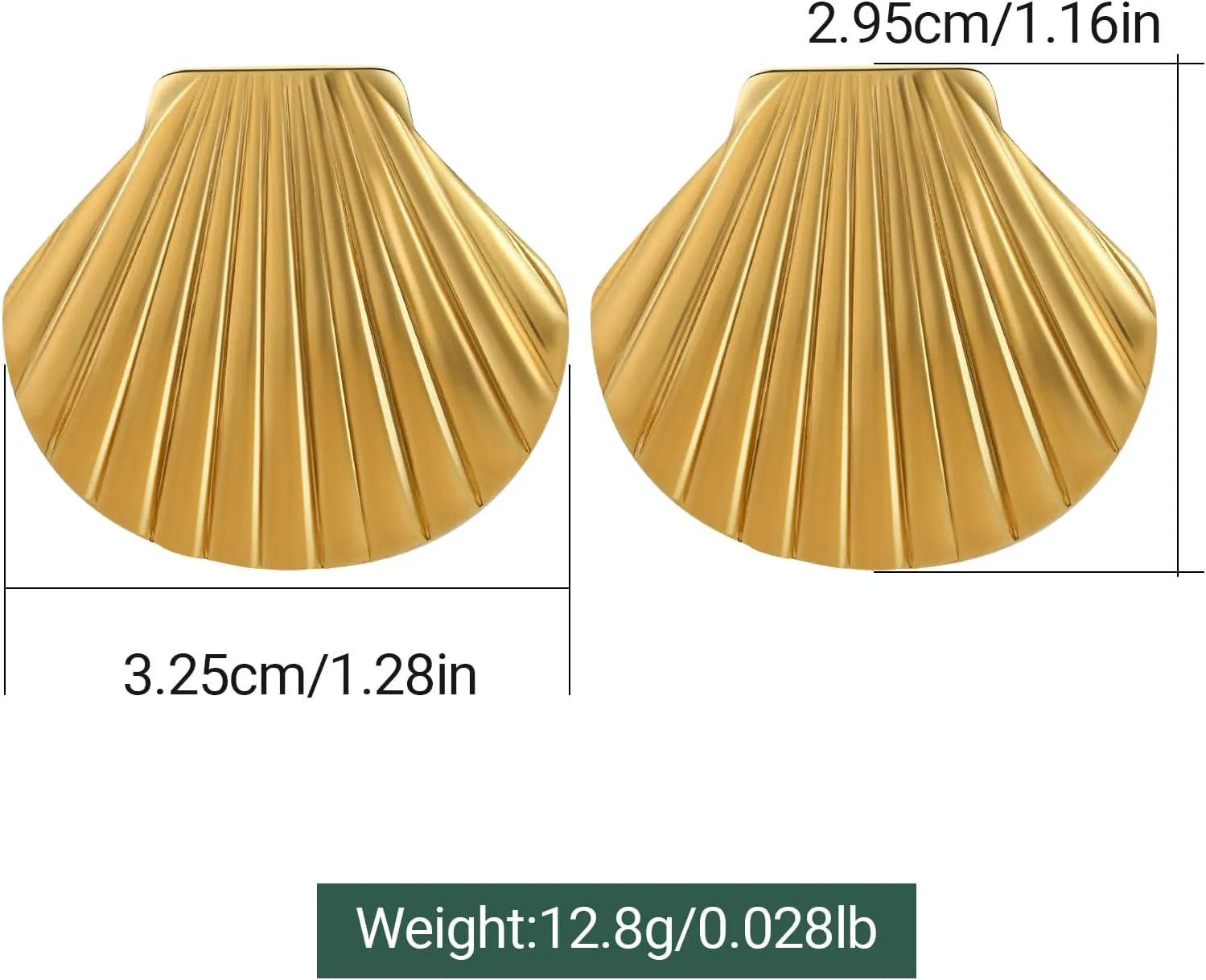 VOLUKA Gold Chunky Earrings for Women - 14K Gold Plated Hypoallergenic Sea Shell Stud Statement Chunky Earrings