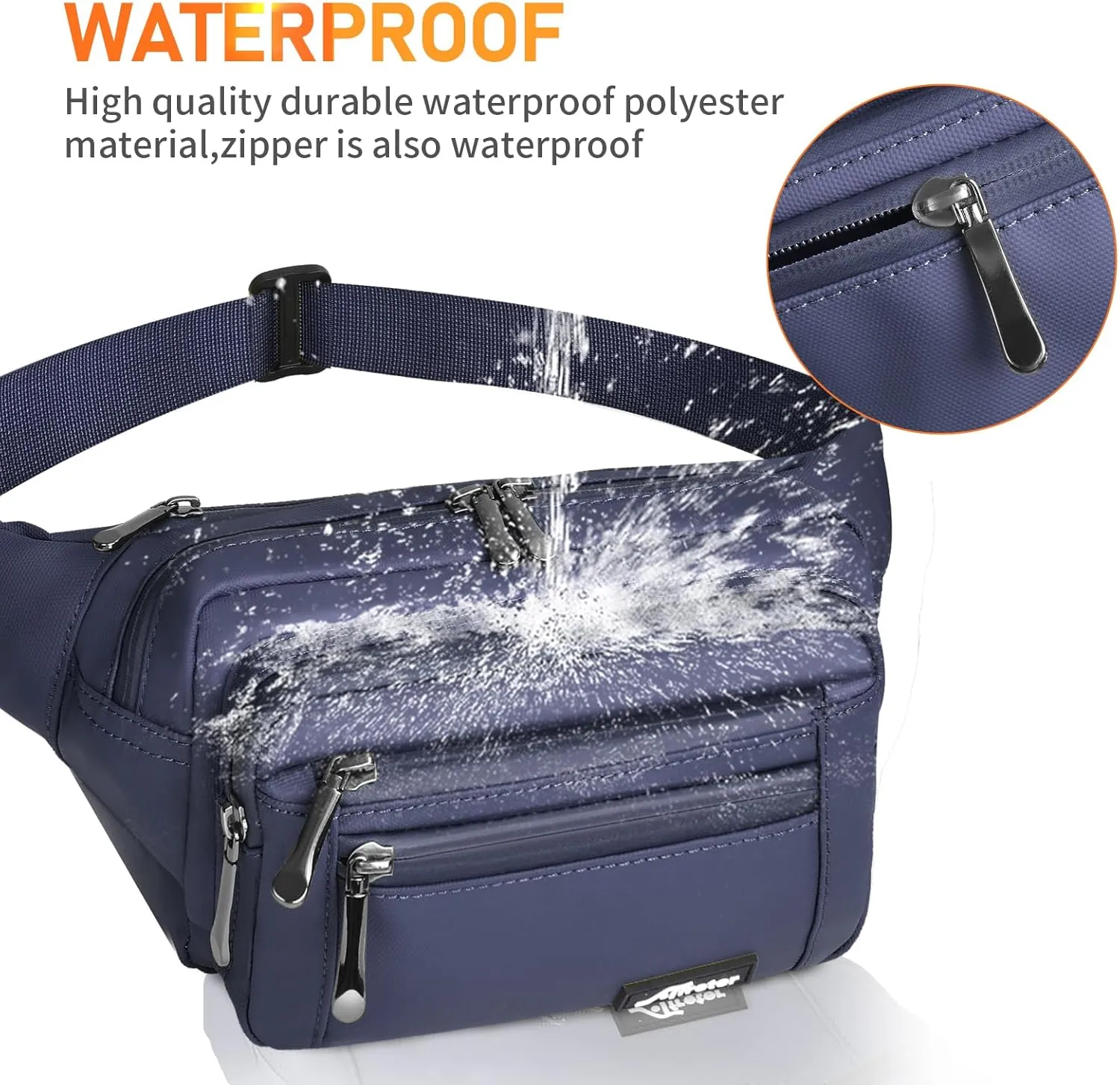 Waist Pack Bag Fanny Pack for Men&Women Hip Bum Bag with Adjustable Strap for Outdoors Workout Traveling Casual Running Hiking Cycling (Dark Blue)