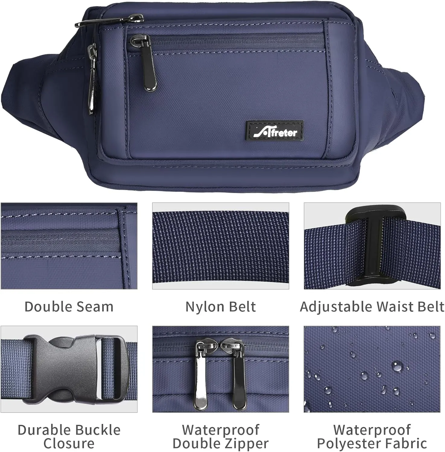 Waist Pack Bag Fanny Pack for Men&Women Hip Bum Bag with Adjustable Strap for Outdoors Workout Traveling Casual Running Hiking Cycling (Dark Blue)